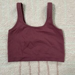 Athleta Dusty Mauve Ribbed Cropped Tank Bra  Size XS Pilates Yoga Athleisure